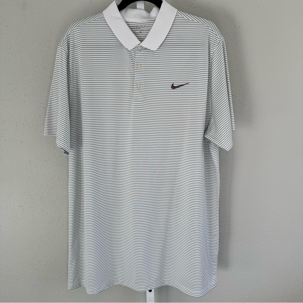 Nike Golf Dri-Fit Men's lavender Striped Standard fit Shirt Size XL